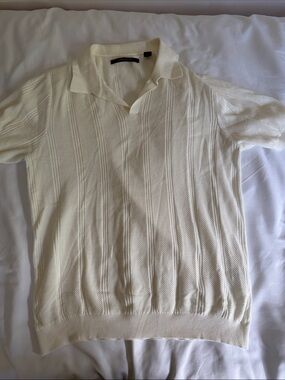 Men's Cream Knit Polo Shirt
